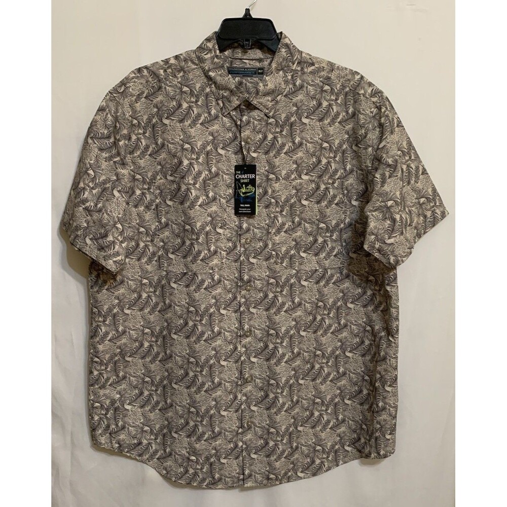 Roundtree & Yorke Performance Shirt Mens XLT Vented Leaf Light Brown Outdoor New